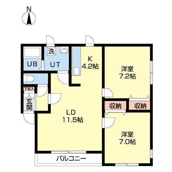 パールハイム45(2LDK/2階)の間取り写真