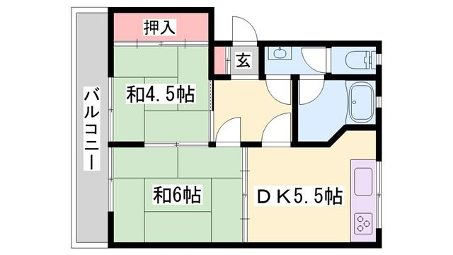 北山マンション(1LDK/3階)の間取り写真