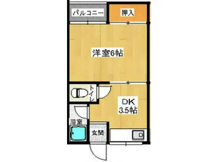 センチュリー櫛原(1DK/2階)の間取り写真