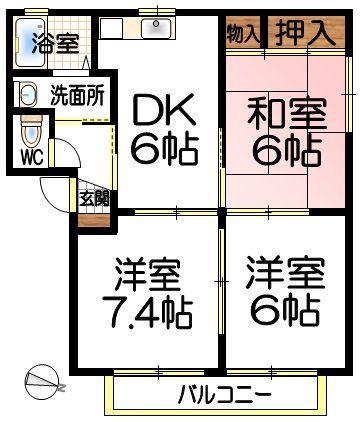 オーキッドA(3DK/1階)の間取り写真