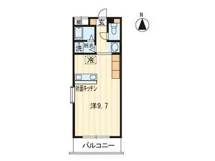 ホープTOMOII(1K/2階)の間取り写真