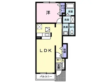 ガ一デンプレイス大崎B(1LDK/1階)の間取り写真