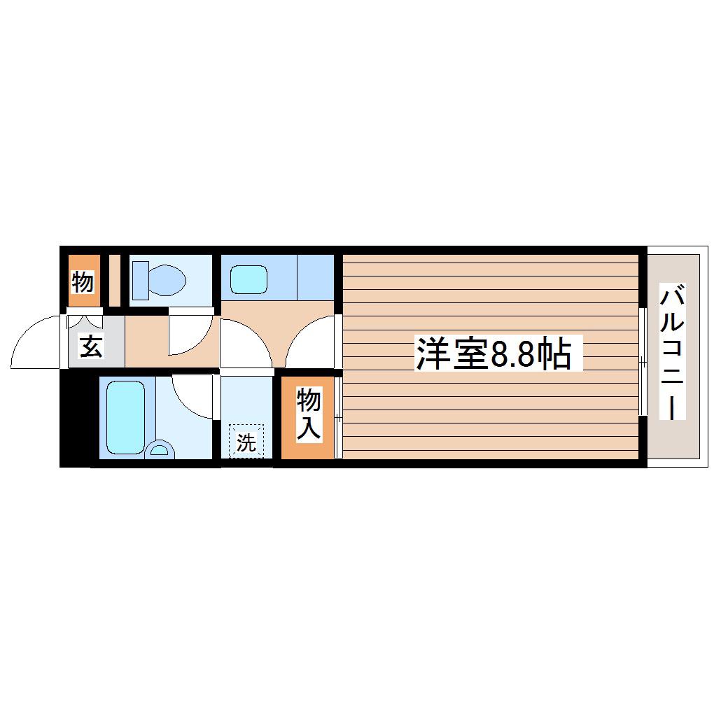 第2サンハイツ台原(1K/3階)の間取り写真