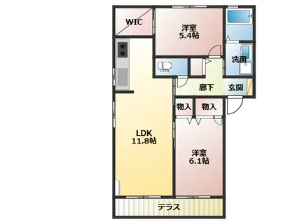 メゾン ドゥ グランジュ2(2LDK/2階)の間取り写真