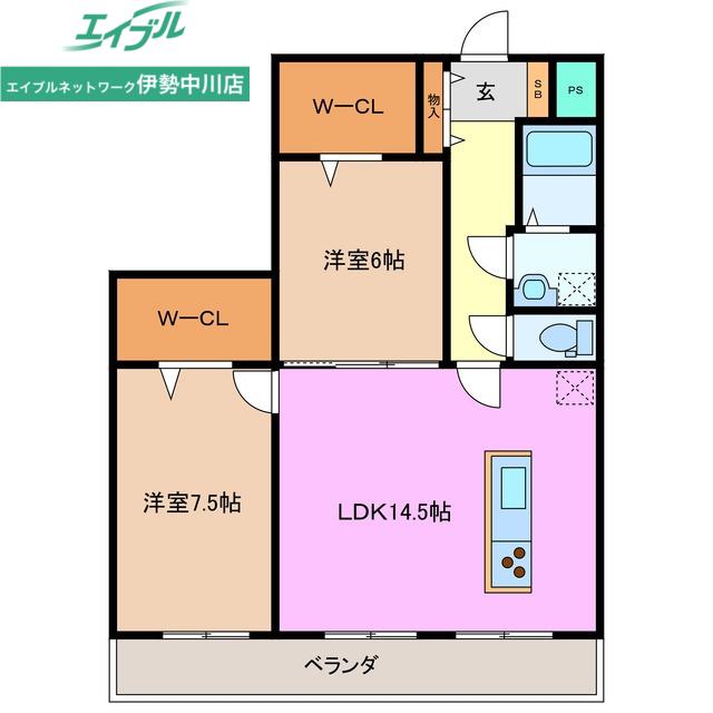 ル・クール(2LDK/4階)の間取り写真