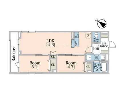 サンゼム(2LDK/1階)の間取り写真