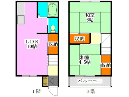 エクセル飯山満A棟(2LDK/1階)の間取り写真