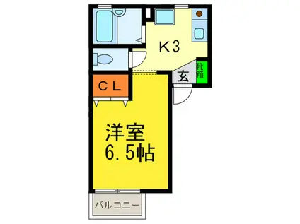 メロディーハウスソロ(1K/2階)の間取り写真