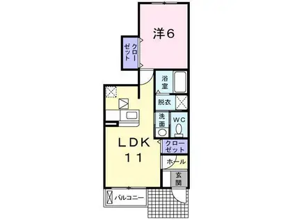 プラシードS(1LDK/1階)の間取り写真