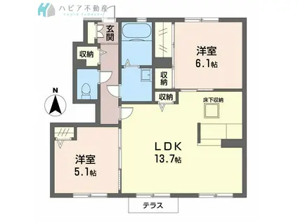 エルドラド凌(2LDK/1階)の間取り写真