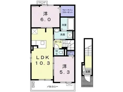 JR相模線 原当麻駅 徒歩59分 2階建 築5年(2LDK/2階)の間取り写真