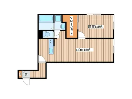 ベルリード北仙台(1LDK/1階)の間取り写真