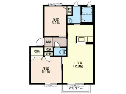 メゾン・シープH(2LDK/2階)の間取り写真