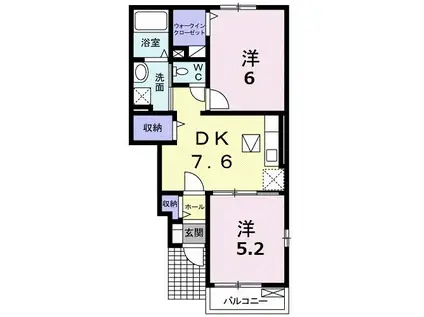 バースデー・TKE I(2DK/1階)の間取り写真