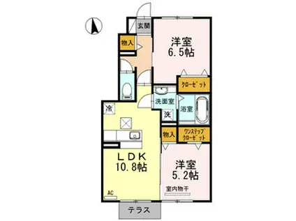 OHANA南陽 A棟(2LDK/1階)の間取り写真