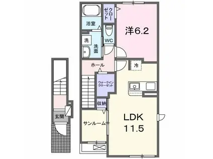 プリマステラ(1LDK/2階)の間取り写真