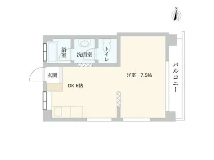 ハッコウマンション(1DK/2階)の間取り写真