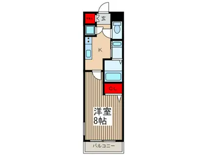 JR京浜東北線 北浦和駅 徒歩3分 10階建 築13年(1K/4階)の間取り写真