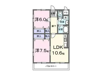 J・フローレンス(2LDK/3階)の間取り写真