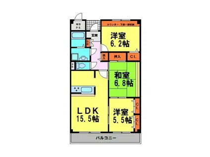 神田弐番館(3LDK/2階)の間取り写真