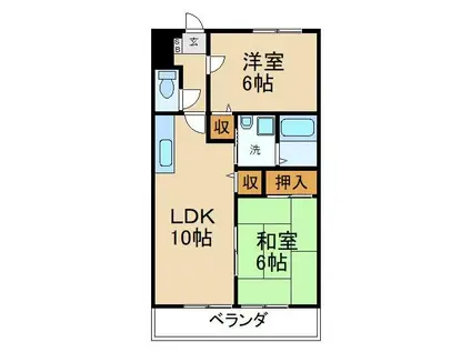 ラ・フェニーチェコキタ(2LDK/1階)の間取り写真