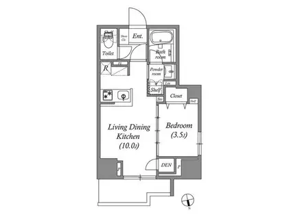 コスモグラシア浅草(1LDK/13階)の間取り写真