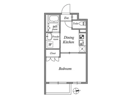 GRAN PASEO 方南町(1DK/B1階)の間取り写真