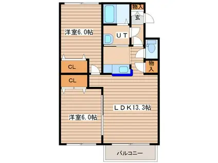 ラフィナート宮の沢(2LDK/3階)の間取り写真