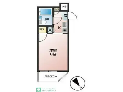 グランモア若葉(1K/2階)の間取り写真