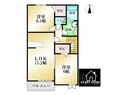 ファミールFUL FUL A(2LDK/2階)の間取り写真