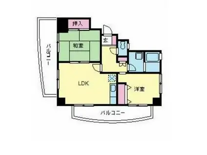 ファミリーハウス勝山(2LDK/9階)の間取り写真
