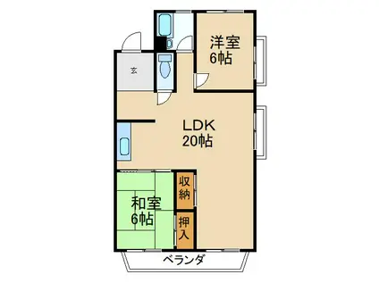 ヴィラ香里(2LDK/2階)の間取り写真