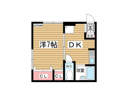 セジュール北町(1DK/2階)の間取り写真