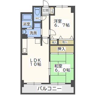 七道駅前マンション(2LDK/4階)の間取り写真