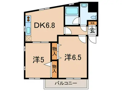 ウェルハウス東大井C棟(2DK/1階)の間取り写真