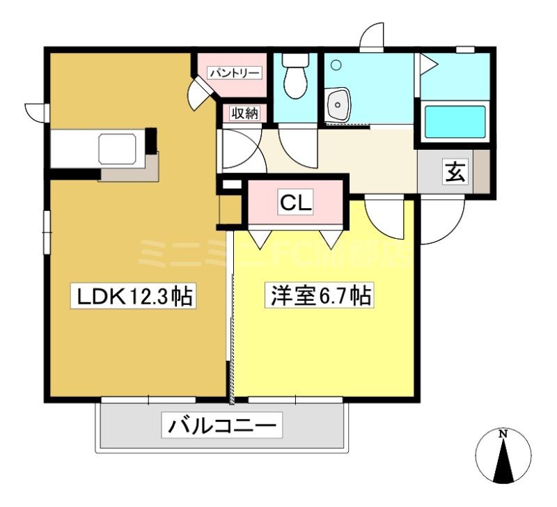 コート・ツヅキ(1LDK/2階)の間取り写真