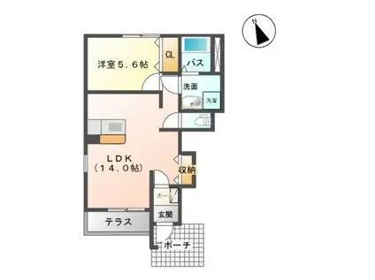 てらす はに(1LDK/1階)の間取り写真