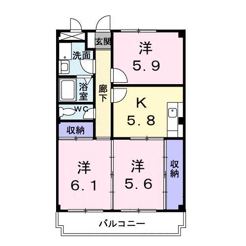 ニューマリッチ長山(3DK/3階)の間取り写真