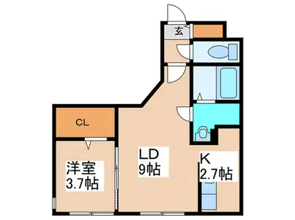 ラ・エスペランス麻生(1LDK/4階)の間取り写真
