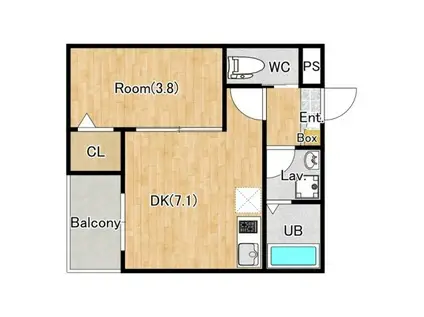 ジーメゾン市原五井(1DK/2階)の間取り写真