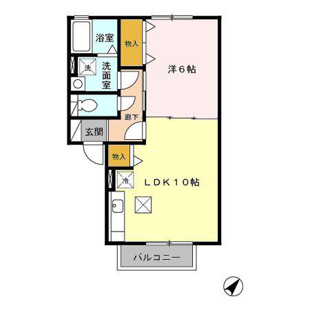 メルベーユ尾崎(1LDK/1階)の間取り写真