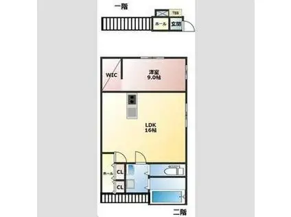 フォルテッツア城南(1LDK/2階)の間取り写真