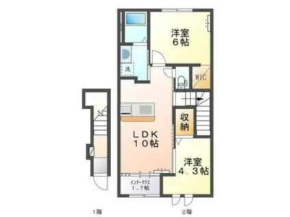 マイスターII(2LDK/2階)の間取り写真
