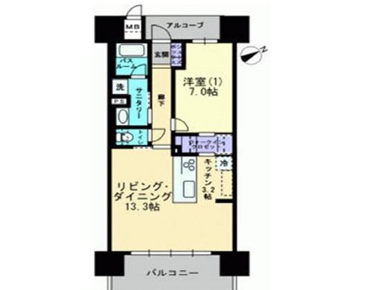 アルファステイツ大学病院通(1LDK/4階)の間取り写真