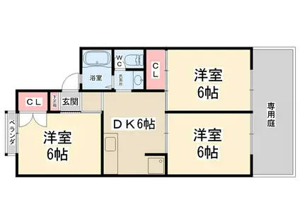 パークアベニュー(3DK/1階)の間取り写真