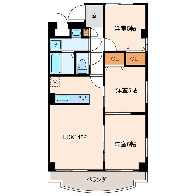 カーサ天王崎(3LDK/3階)の間取り写真