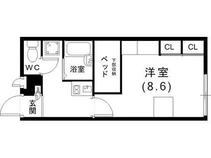 レオパレスシオン(1K/1階)の間取り写真