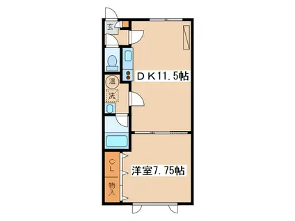 アーバンエステート浪花D(1DK/1階)の間取り写真