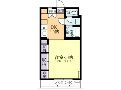 ロイヤルKマンションB(1DK/3階)の間取り写真