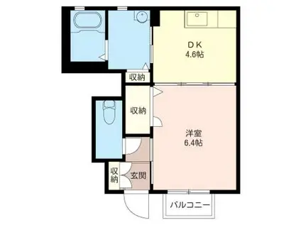 クレスト(1DK/1階)の間取り写真